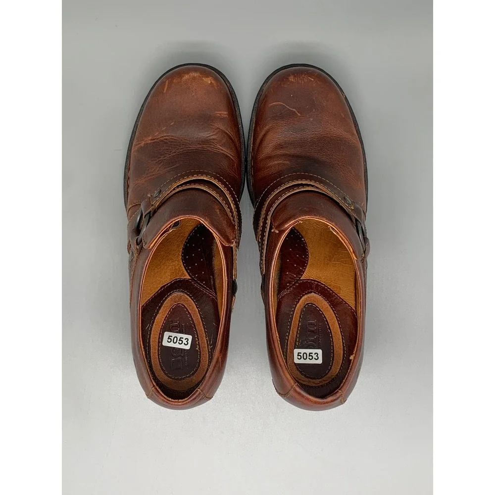 Born Handcrafted Footwear Brown Leather Heeled Booties W11929 Women's Sz 8.5‎